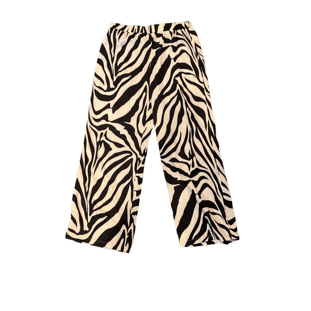 Shein Zebra Lightweight Palazzo Women's Pants Elastic Waistband Size XL